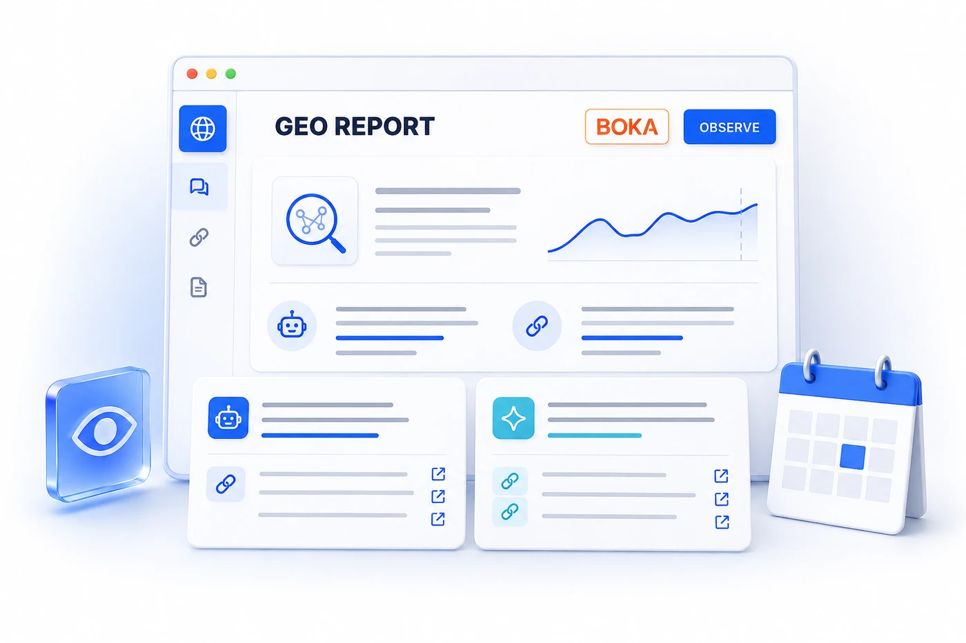 包含趋势、答案对照和引用记录的 GEO 观察报告示意